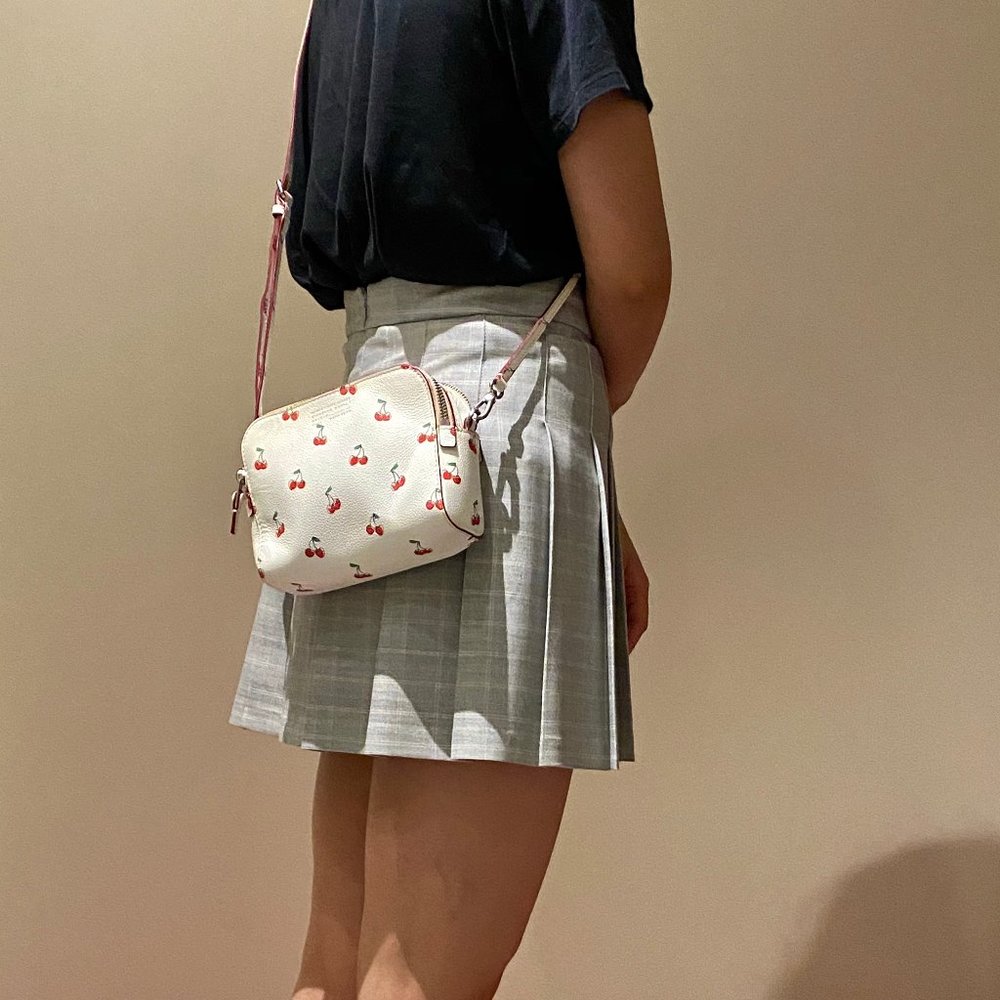 Double Zip Cherry Cross Body Bag